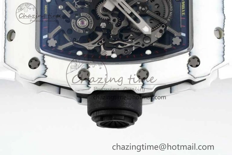 RM035 White Carbon SONIC Best Edition Skeleton Dial on White Rubber Strap Clone RMUL2