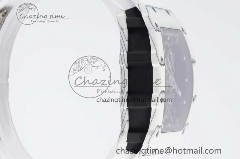RM035 White Carbon SONIC Best Edition Skeleton Dial on White Rubber Strap Clone RMUL2