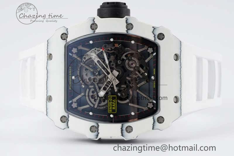RM035 White Carbon SONIC Best Edition Skeleton Dial on White Rubber Strap Clone RMUL2