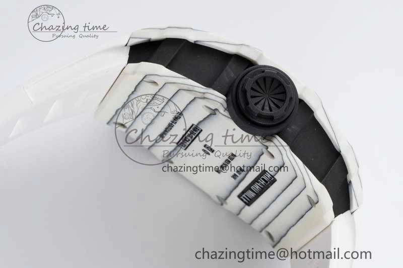 RM035 White Carbon SONIC Best Edition Skeleton Dial on White Rubber Strap Clone RMUL2