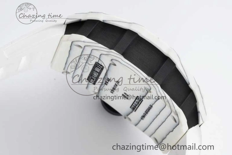 RM035 White Carbon SONIC Best Edition Skeleton Dial on White Rubber Strap Clone RMUL2