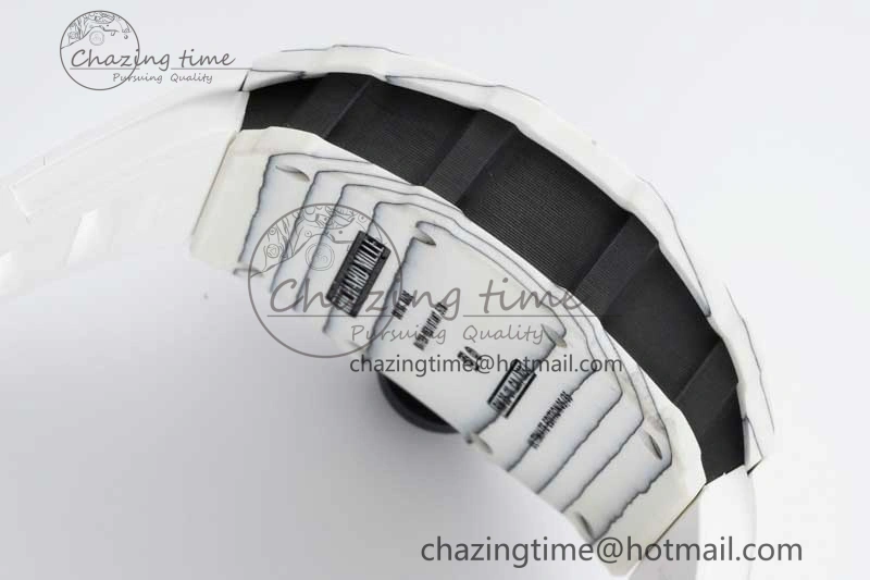 RM035 White Carbon SONIC Best Edition Skeleton Dial on White Rubber Strap Clone RMUL2