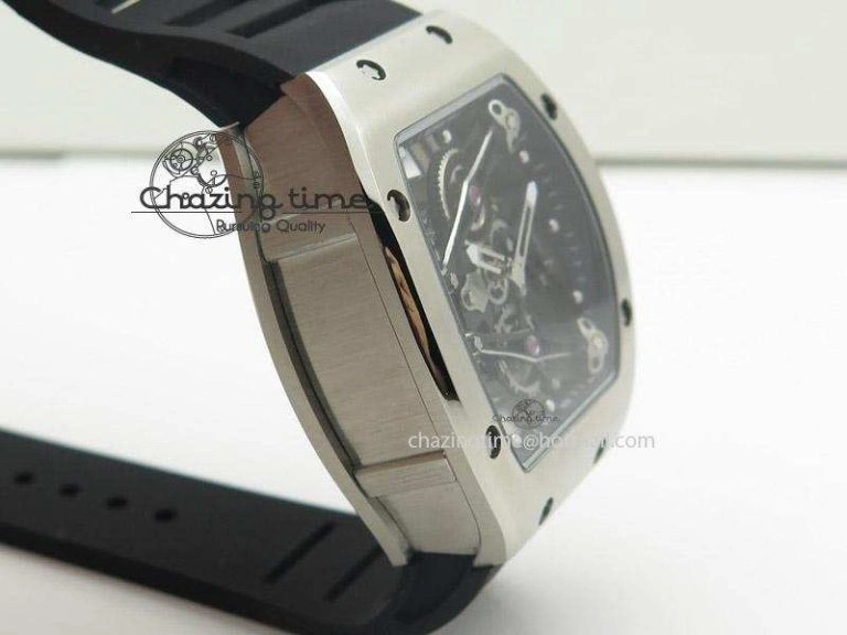 RM038 SS Black Skeleton Dial On Black Rubber Strap MIYOTA9015 RMF