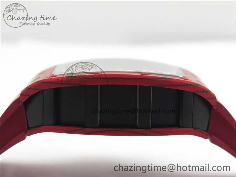 RM052-01 Tourbillon PVD Red Bezel JBF Best Edition Skeleton Dial on Red Rubber Strap