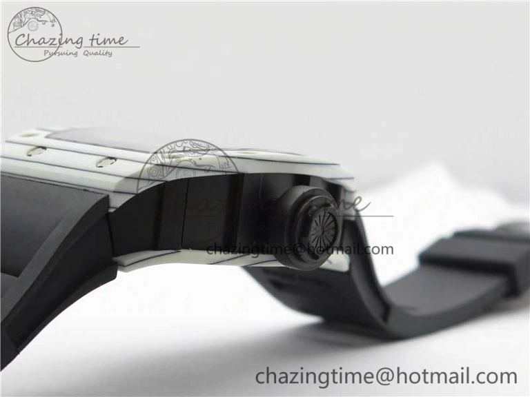 RM052-01 Tourbillon PVD White Bezel JBF Best Edition Skeleton Dial on Black Rubber Strap
