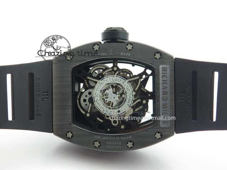 RM052-2 Black Ceramic Horse Dial On Black Rubber Strap MIYOTA8215 KVF