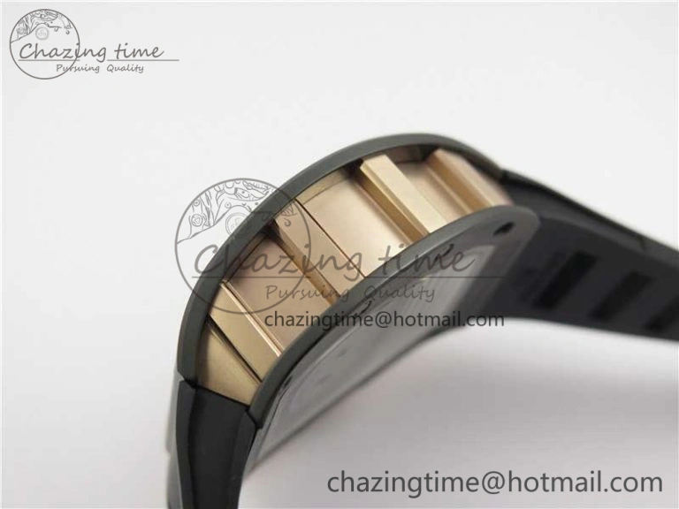 RM052 Skull Black Ceramic ZF 1:1 Best Edition PVD Skeleton Dial on Black Rubber Strap NH05A