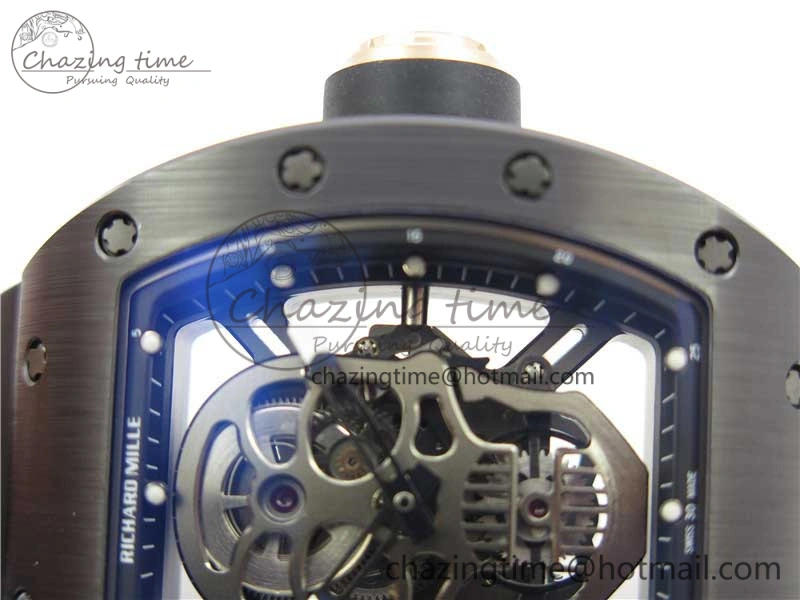 RM052 Skull Black Ceramic ZF 1:1 Best Edition PVD Skeleton Dial on Black Rubber Strap NH05A
