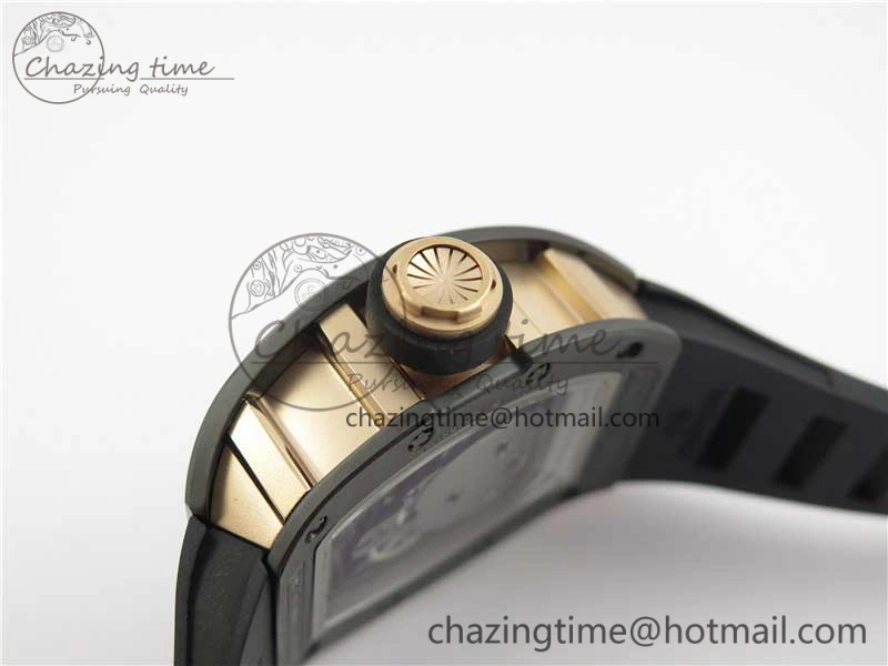 RM052 Skull Black Ceramic ZF 1:1 Best Edition PVD Skeleton Dial on Black Rubber Strap NH05A