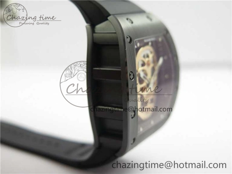 RM052 Skull Black Ceramic ZF 1:1 Best Edition RG Skeleton Dial on Black Rubber Strap NH05A