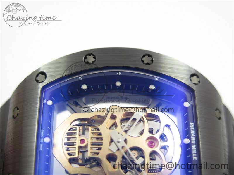 RM052 Skull Black Ceramic ZF 1:1 Best Edition RG Skeleton Dial on Black Rubber Strap NH05A