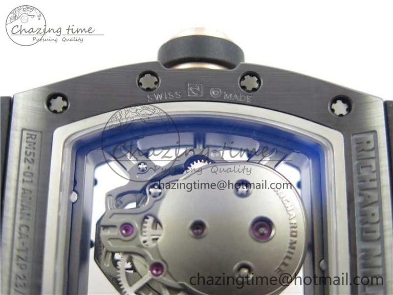 RM052 Skull Black Ceramic ZF 1:1 Best Edition RG Skeleton Dial on Black Rubber Strap NH05A