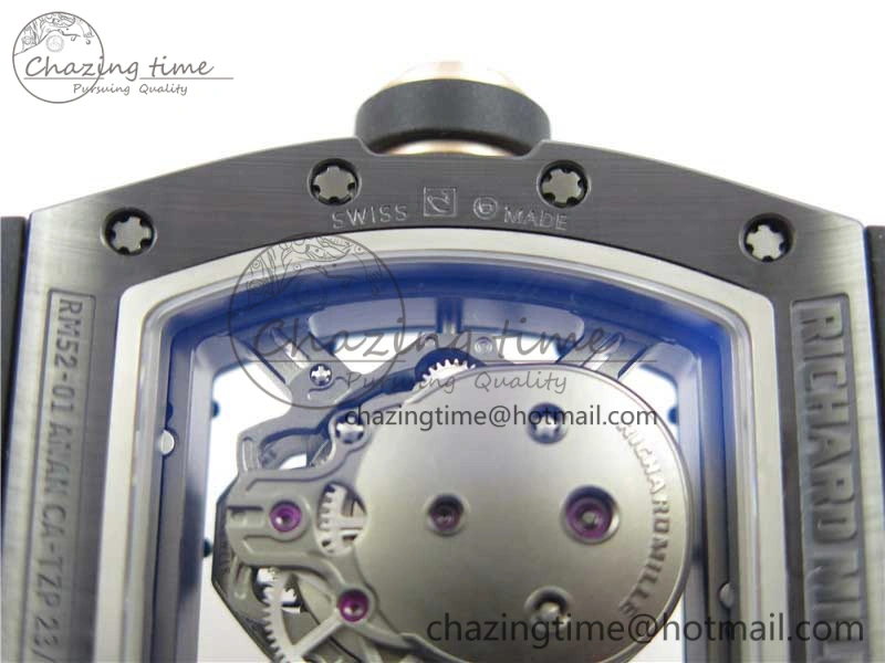 RM052 Skull Black Ceramic ZF 1:1 Best Edition RG Skeleton Dial on Black Rubber Strap NH05A