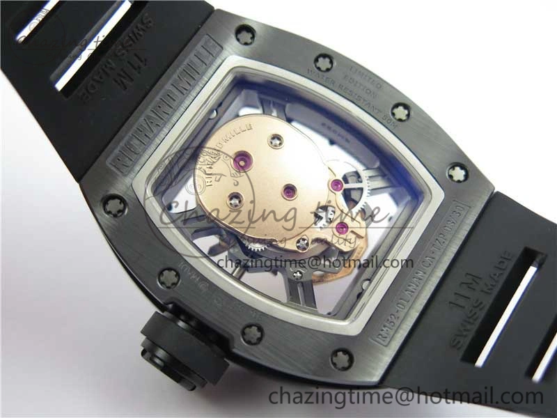 RM052 Skull Black Ceramic ZF 1:1 Best Edition RG Skeleton Dial on Black Rubber Strap NH05A