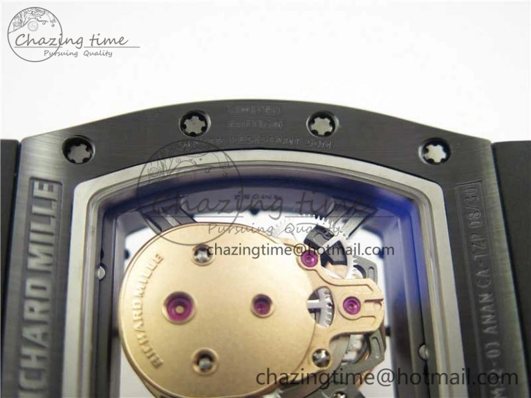 RM052 Skull Black Ceramic ZF 1:1 Best Edition RG Skeleton Dial on Black Rubber Strap NH05A
