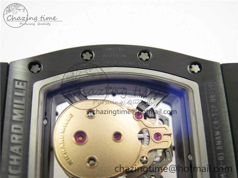 RM052 Skull Black Ceramic ZF 1:1 Best Edition RG Skeleton Dial on Black Rubber Strap NH05A