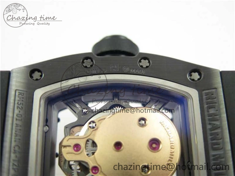 RM052 Skull Black Ceramic ZF 1:1 Best Edition RG Skeleton Dial on Black Rubber Strap NH05A