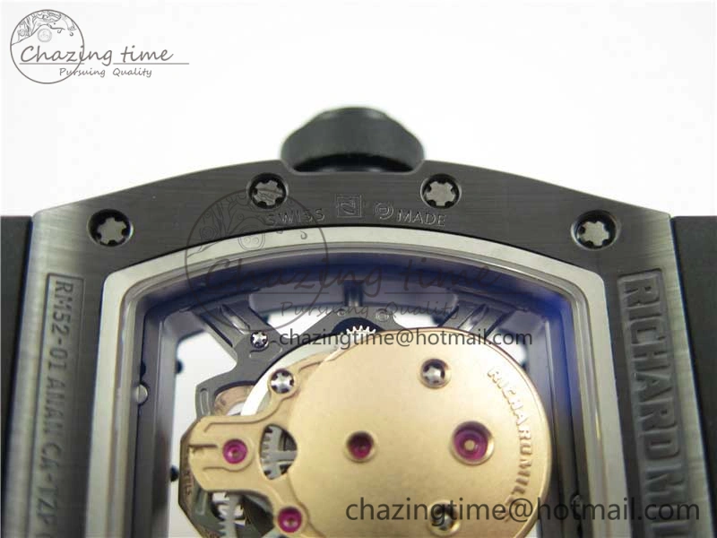 RM052 Skull Black Ceramic ZF 1:1 Best Edition RG Skeleton Dial on Black Rubber Strap NH05A