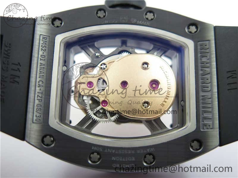 RM052 Skull Black Ceramic ZF 1:1 Best Edition RG Skeleton Dial on Black Rubber Strap NH05A
