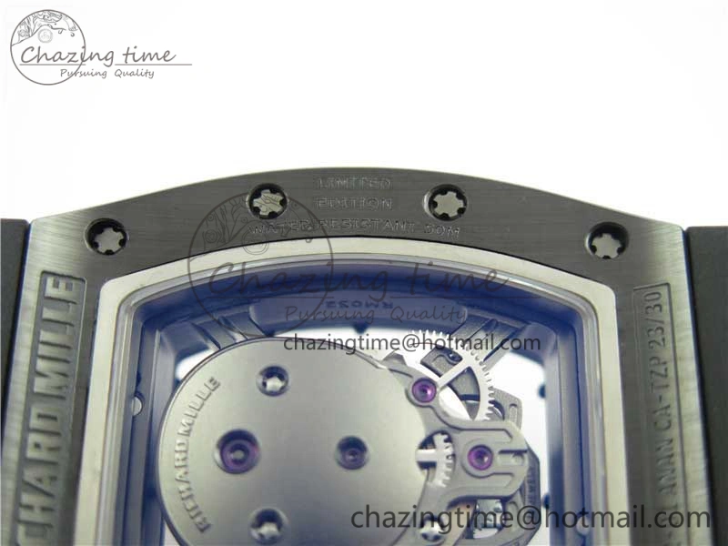 RM052 Skull Black Ceramic ZF 1:1 Best Edition RG Skeleton Dial on Black Rubber Strap NH05A