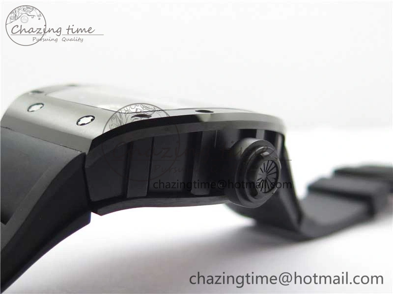 RM052 Skull Brushed Black Ceramic Real Tourbillon JBF 1:1 Best Edition RG Skull Dial on Black Rubber Strap