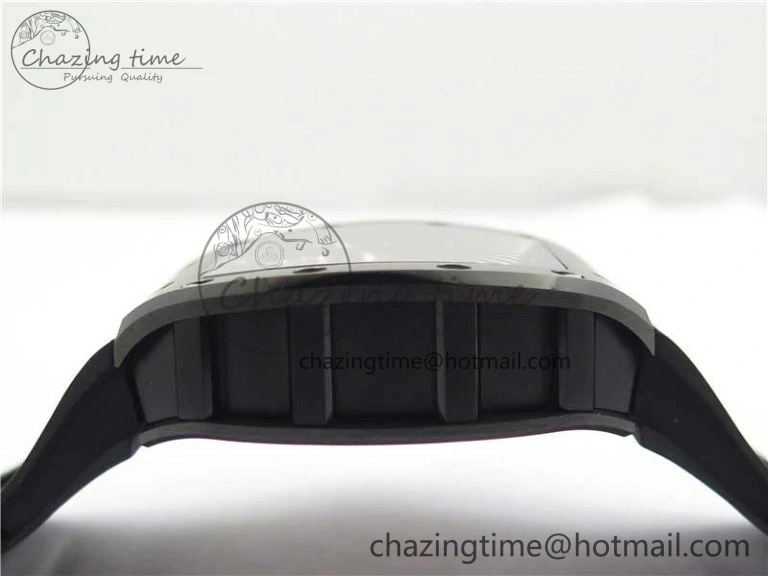 RM052 Skull Brushed Black Ceramic Real Tourbillon JBF 1:1 Best Edition RG Skull Dial on Black Rubber Strap