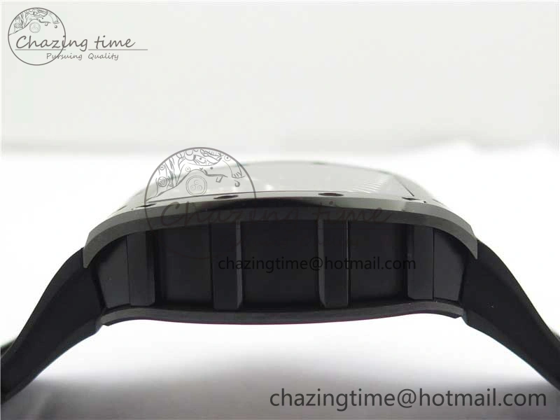 RM052 Skull Brushed Black Ceramic Real Tourbillon JBF 1:1 Best Edition RG Skull Dial on Black Rubber Strap