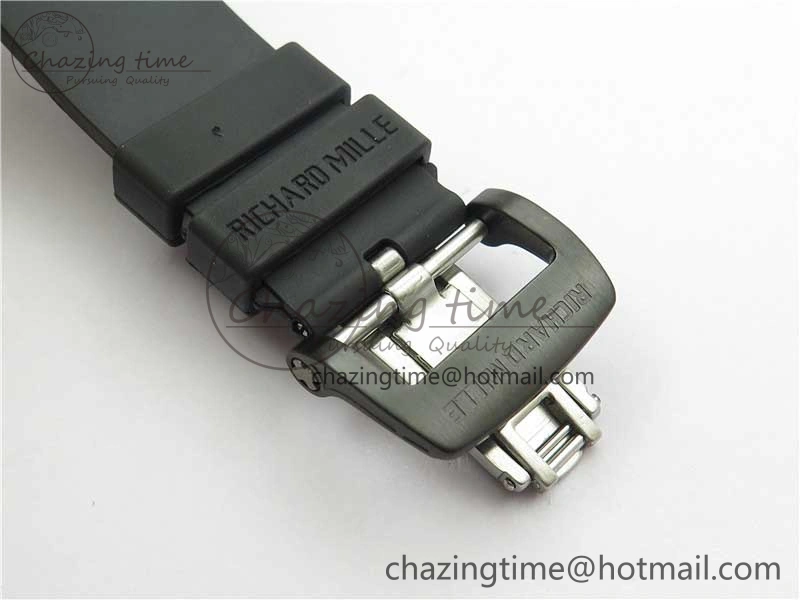 RM052 Skull Brushed Black Ceramic Real Tourbillon JBF 1:1 Best Edition RG Skull Dial on Black Rubber Strap