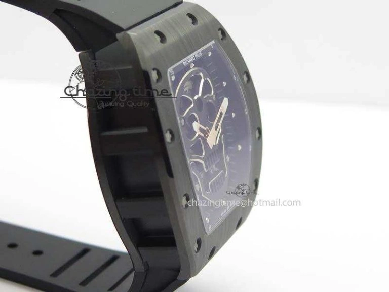 RM052 Skull Ceramic Black Inner Bezel Skeleton Dial On Black Rubber Strap MIYOTA8215 KVF