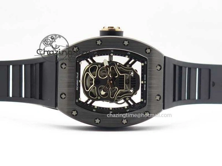 RM052 Skull Ceramic Black Inner Bezel Skeleton Dial On Black Rubber Strap MIYOTA8215 KVF