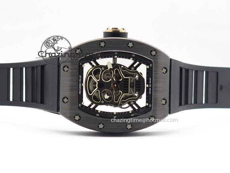 RM052 Skull Ceramic Black Inner Bezel Skeleton Dial On Black Rubber Strap MIYOTA8215 KVF