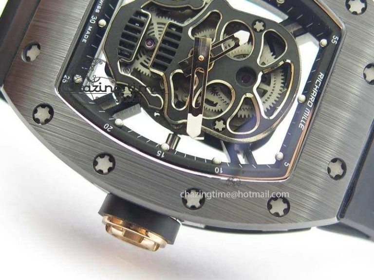 RM052 Skull Ceramic Black Inner Bezel Skeleton Dial On Black Rubber Strap MIYOTA8215 KVF