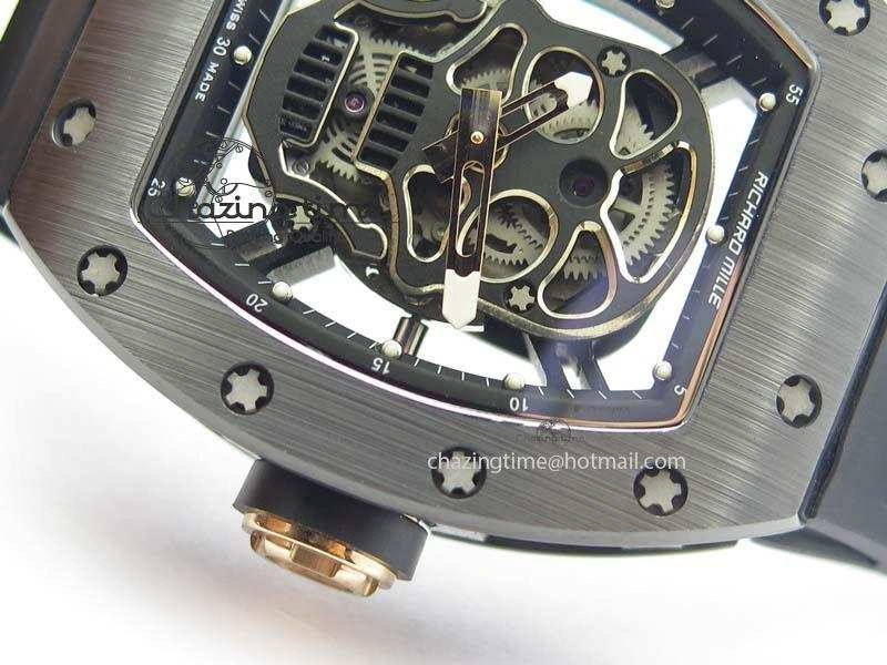 RM052 Skull Ceramic Black Inner Bezel Skeleton Dial On Black Rubber Strap MIYOTA8215 KVF