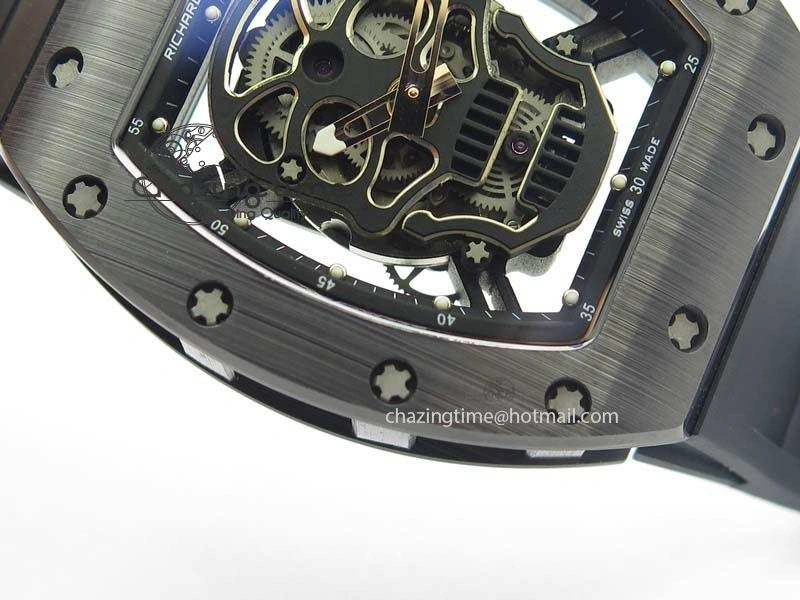 RM052 Skull Ceramic Black Inner Bezel Skeleton Dial On Black Rubber Strap MIYOTA8215 KVF