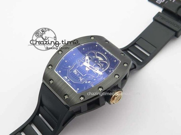 RM052 Skull Ceramic Black Inner Bezel Skeleton Dial On Black Rubber Strap MIYOTA8215 KVF