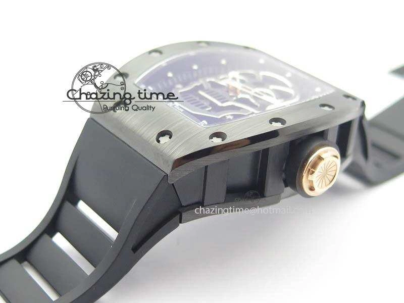 RM052 Skull Ceramic Black Inner Bezel Skeleton Dial On Black Rubber Strap MIYOTA8215 KVF