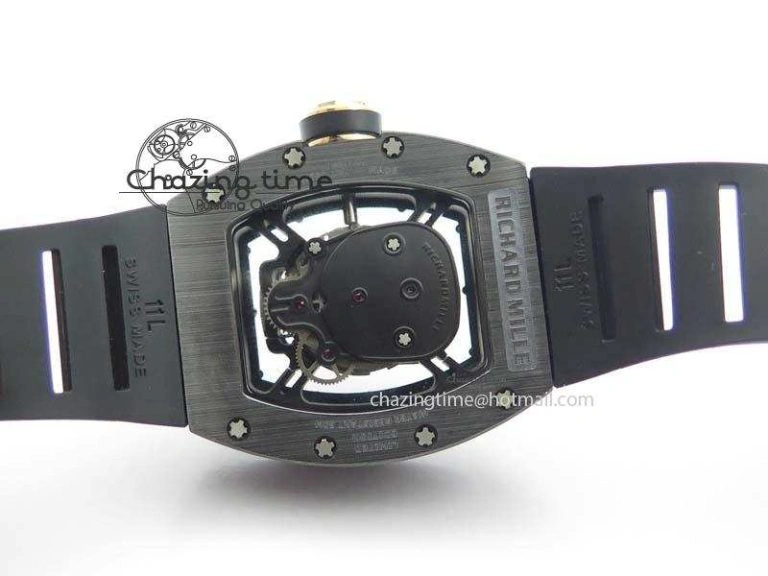 RM052 Skull Ceramic Black Inner Bezel Skeleton Dial On Black Rubber Strap MIYOTA8215 KVF