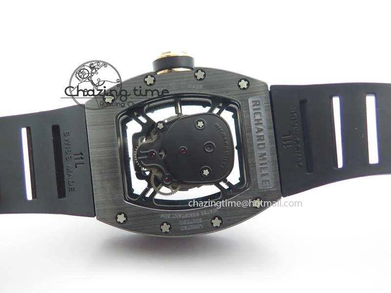 RM052 Skull Ceramic Black Inner Bezel Skeleton Dial On Black Rubber Strap MIYOTA8215 KVF