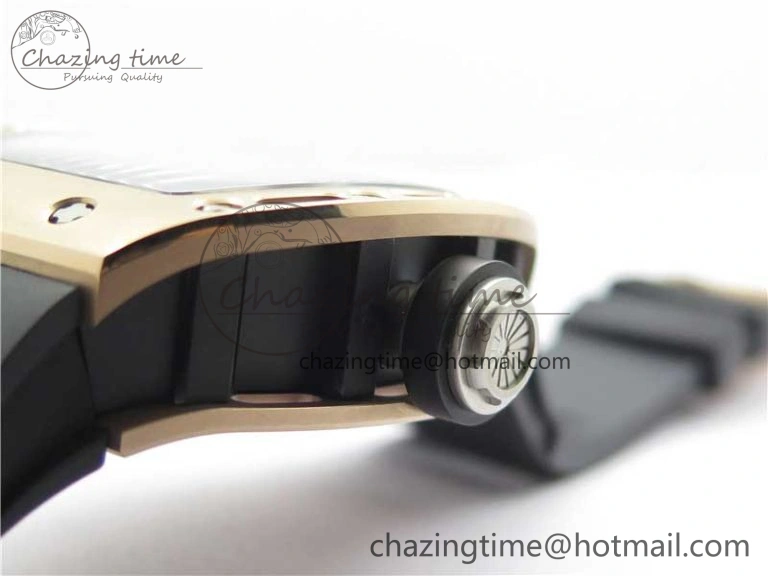 RM052 Skull RG Real Tourbillon JBF 1:1 Best Edition Black Skull Dial on Black Rubber Strap