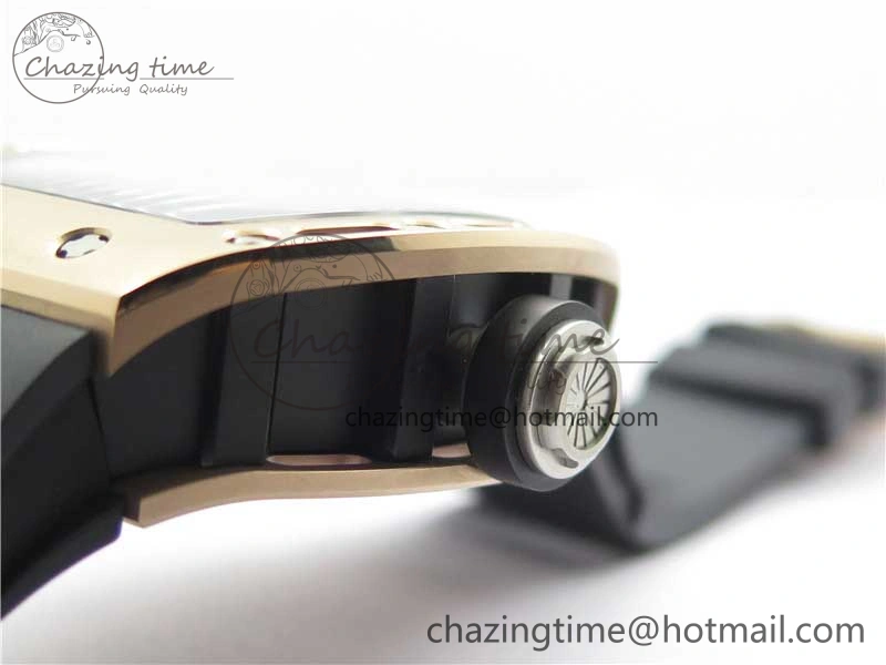 RM052 Skull RG Real Tourbillon JBF 1:1 Best Edition Black Skull Dial on Black Rubber Strap