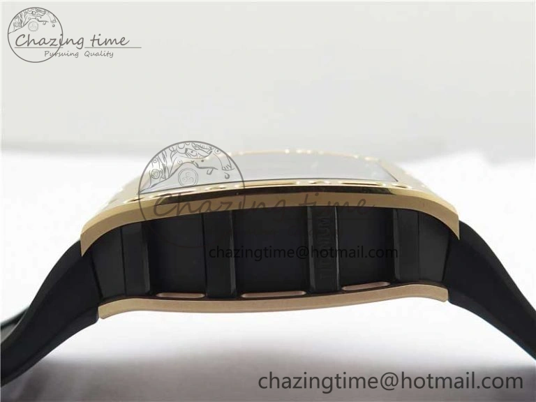 RM052 Skull RG Real Tourbillon JBF 1:1 Best Edition Black Skull Dial on Black Rubber Strap