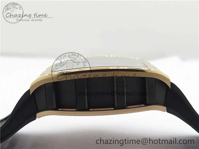 RM052 Skull RG Real Tourbillon JBF 1:1 Best Edition Black Skull Dial on Black Rubber Strap