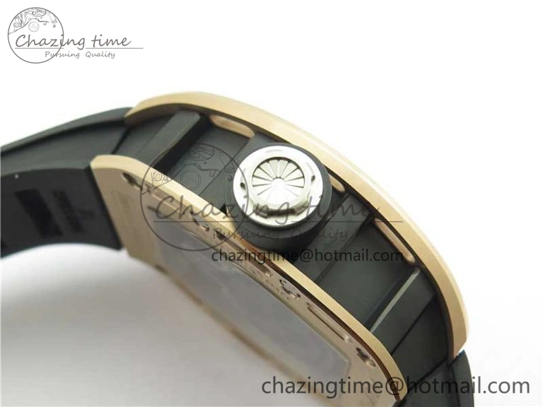 RM052 Skull RG Real Tourbillon JBF 1:1 Best Edition Black Skull Dial on Black Rubber Strap
