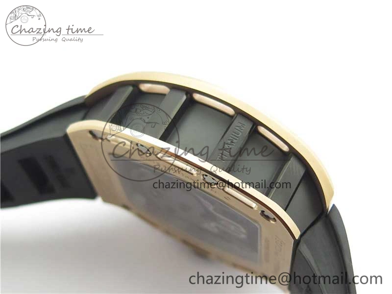 RM052 Skull RG Real Tourbillon JBF 1:1 Best Edition Black Skull Dial on Black Rubber Strap