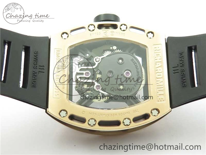 RM052 Skull RG Real Tourbillon JBF 1:1 Best Edition Black Skull Dial on Black Rubber Strap