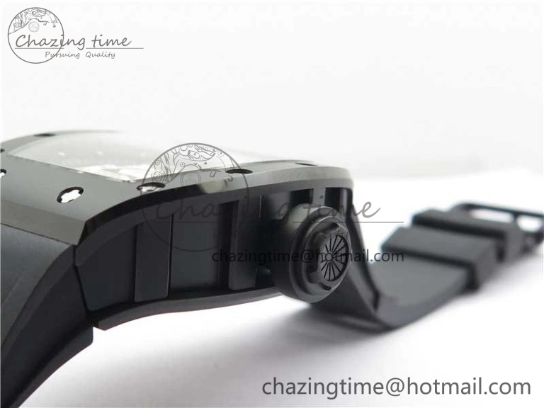 RM052 Skull Sandblasted Black Ceramic Real Tourbillon JBF 1:1 Best Edition RG Skull Dial on Black Rubber Strap