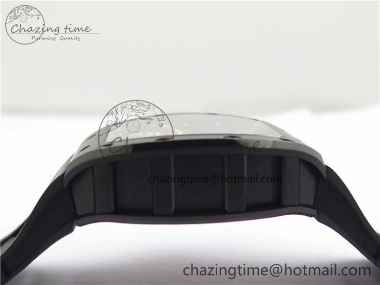 RM052 Skull Sandblasted Black Ceramic Real Tourbillon JBF 1:1 Best Edition RG Skull Dial on Black Rubber Strap