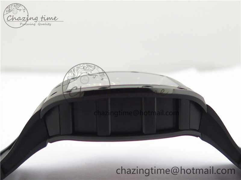 RM052 Skull Sandblasted Black Ceramic Real Tourbillon JBF 1:1 Best Edition RG Skull Dial on Black Rubber Strap