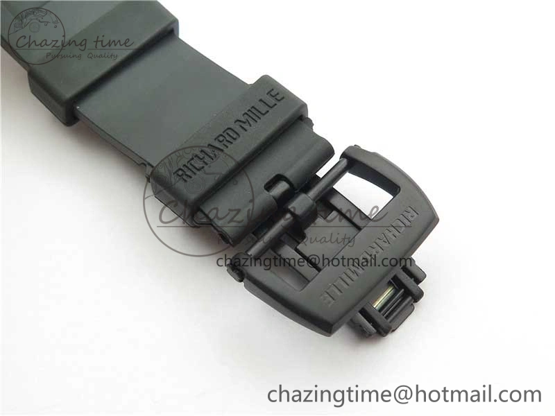 RM052 Skull Sandblasted Black Ceramic Real Tourbillon JBF 1:1 Best Edition RG Skull Dial on Black Rubber Strap