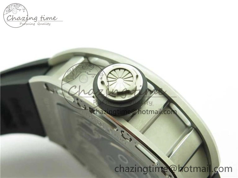 RM052 Skull Titanium Real Tourbillon JBF 1:1 Best Edition Skull Dial on Black Rubber Strap